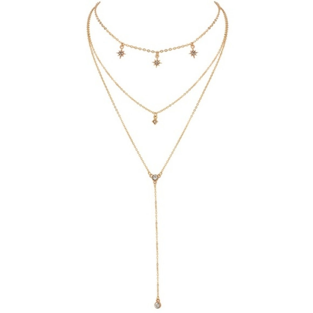 ❤️ 3/$30 Layered Sun and Stars Lariat Necklace - Picture 3 of 7